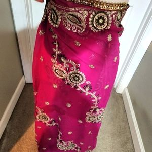 Vintage Indian Wedding Dupatta Sequined Embroidered Beaded Georgette fabric p2